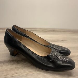 Salvatore Ferragamo Women's Pumps US 9.5 AAA Black Leather Wedge Heel